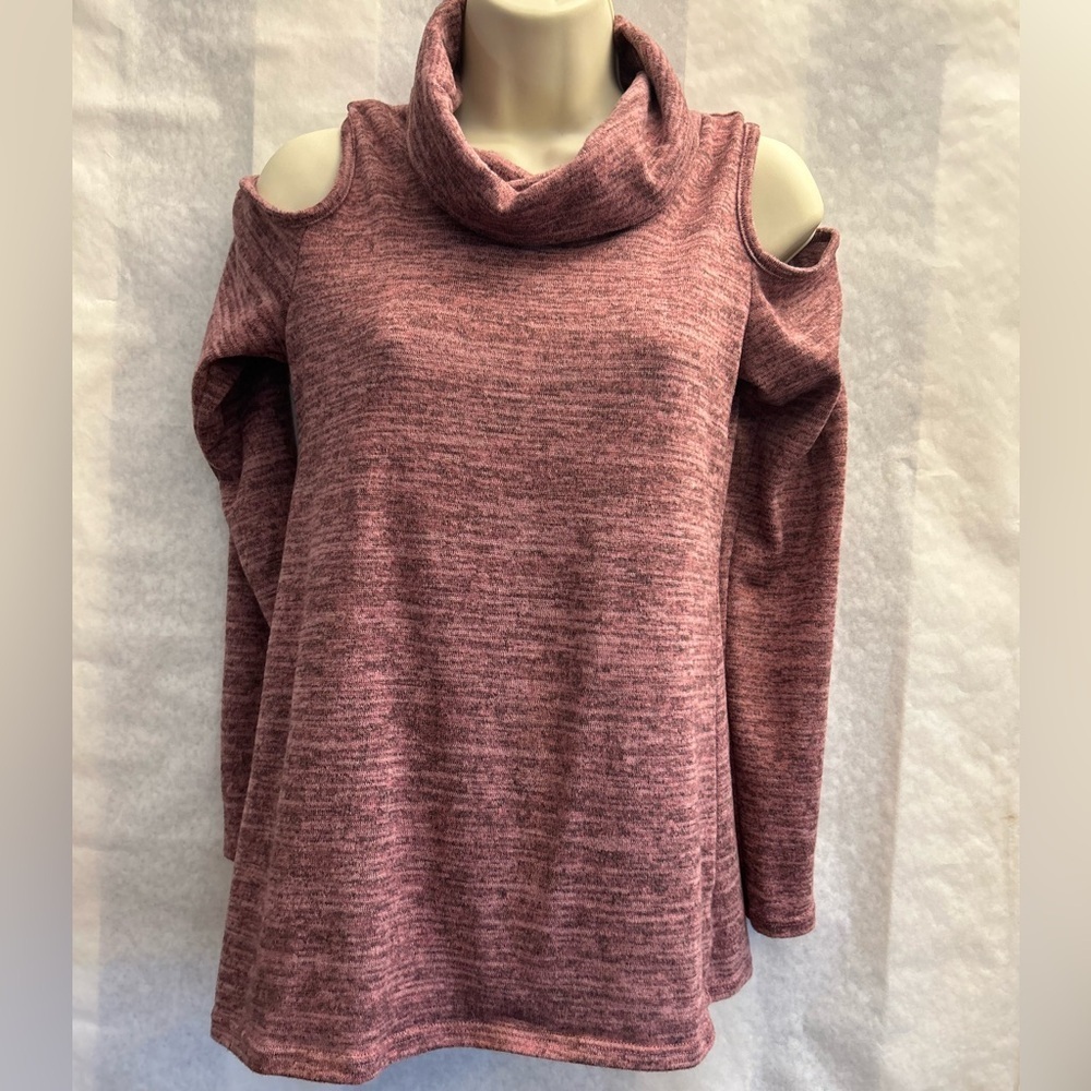 Gaze Women's Cowl Neck Cold Shoulder long sleeve sweater in Mauve Sz-S.‎ CC10